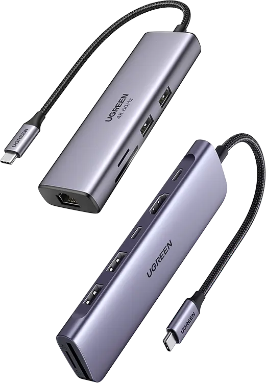 Док-станция UGREEN CM512 60515, USB-C - 2xUSB 3.0, HDMI(4K@60Hz), RJ45 (Gigabit), SD/Micro SD, порт питания USB-C (PD 100W)
