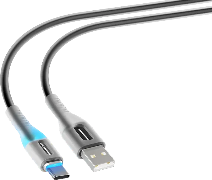 Дата-кабель ATOMIC LEDIT USB-A - USB-C 3A, LED, 1.2 м черный