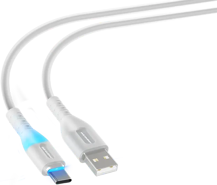 Дата-кабель ATOMIC LEDIT USB-A - USB-C 3A, LED, 1.2 м белый