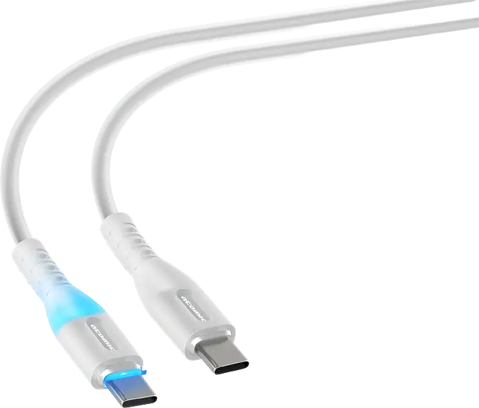 Дата-кабель ATOMIC LEDIT USB-C - USB-C PD 60W, LED, 1.2 м белый