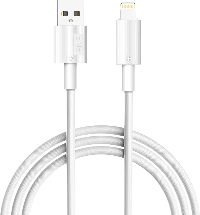 Дата-кабель ENE PLUS USB-A - LIGHTNING 2.4A, 1 м белый