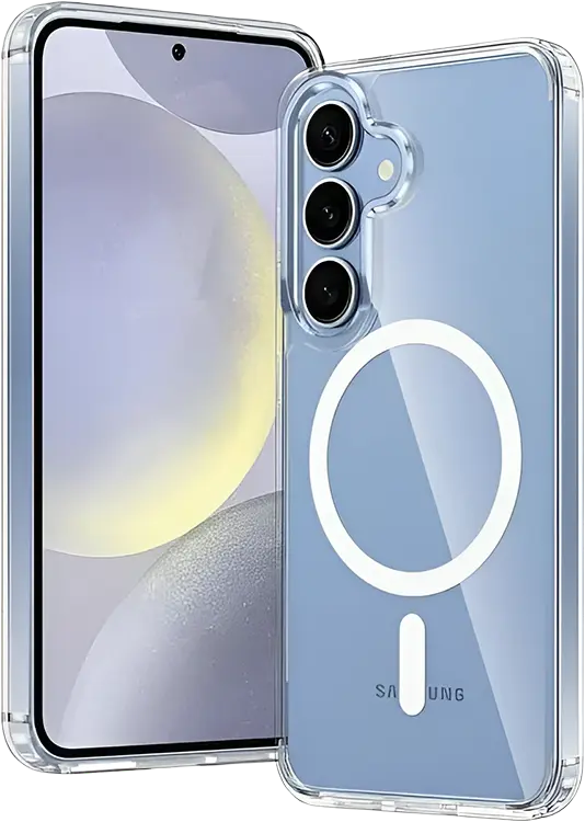  Чехол-накладка силиконовая Magsafe для Samsung Galaxy S25 прозрачный