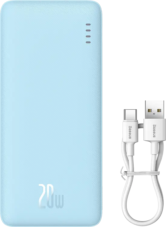 Портативное зарядное устройство Baseus Airpow Fast Charge 20000 мАч 20Вт голубой [P10022804113-00]
