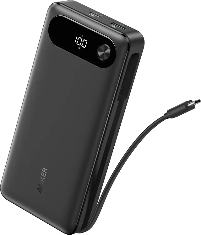 Портативное зарядное устройство Anker Power Bank (20000 мАч, 87 Вт, выдвижной кабель USB Type-C) черный [A1383H11]