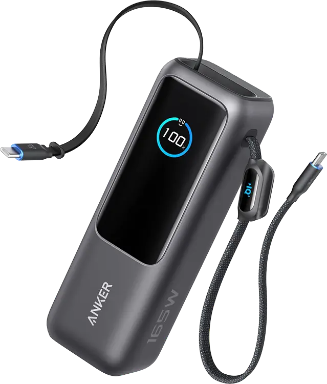 Портативное зарядное устройство Anker Laptop Power Bank (25000 мАч, 165 Вт, выдвижной кабель USB Type-C) черный [A1695H11]