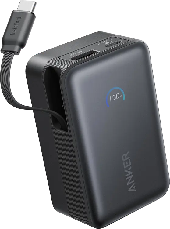 Портативное зарядное устройство Anker Nano Power Bank (10000 мАч, 45 Вт, выдвижной кабель USB Type-C) черный [A1638H11]