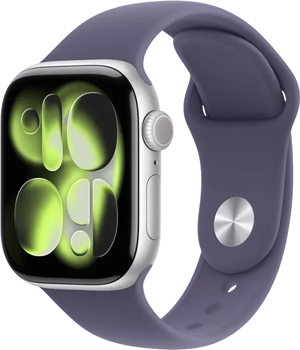 Умные часы Apple Watch Series 11 46 мм (GPS), ремешок S/M серебристый/фиолетовый [A3333]