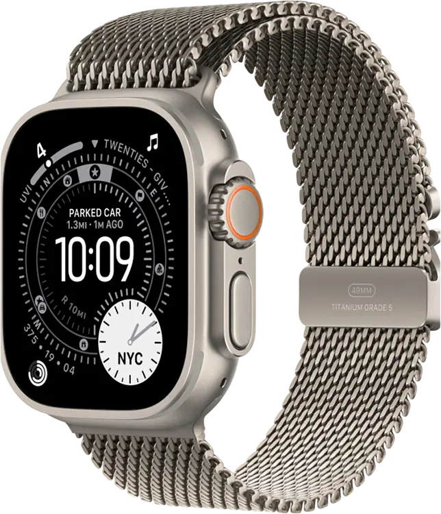 Умные часы Apple Watch Ultra 3 49 мм (GPS), ремешок с миланским плетением L природный титан [A3281]